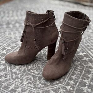BAMBOO Taupe Heeled Boots